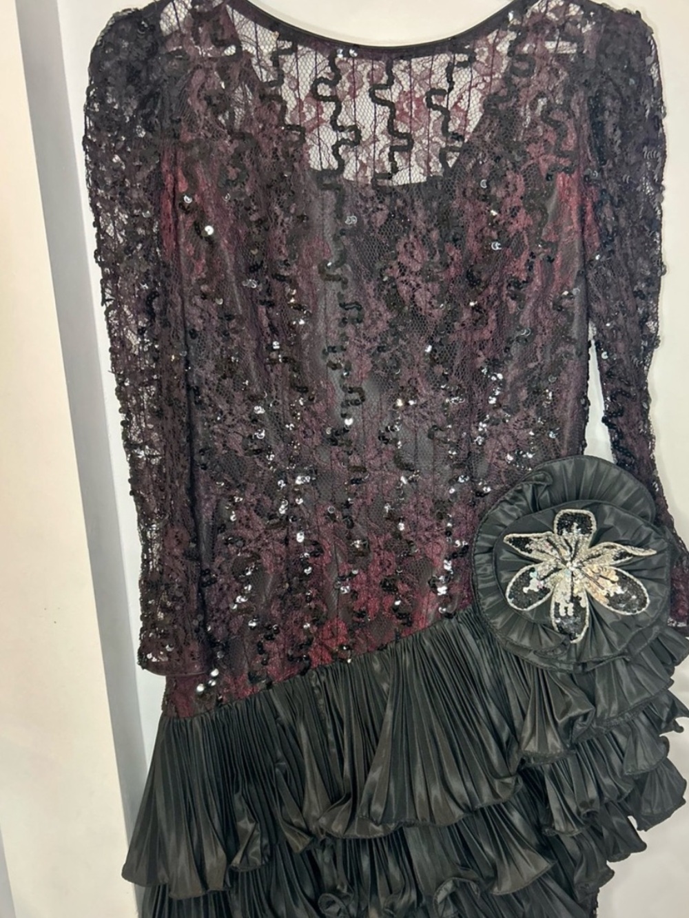 80s Montreal made ruffle sequin dress
